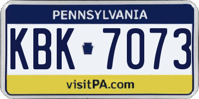 PA license plate KBK7073