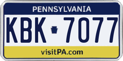 PA license plate KBK7077