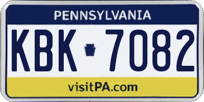 PA license plate KBK7082