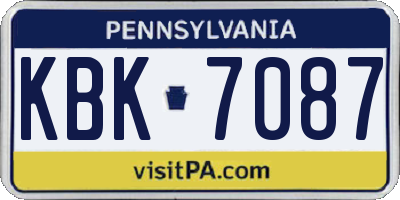 PA license plate KBK7087