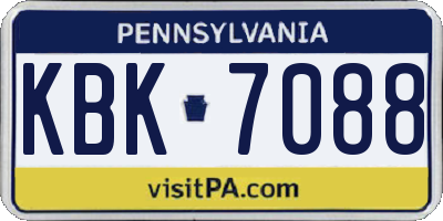 PA license plate KBK7088