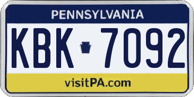 PA license plate KBK7092
