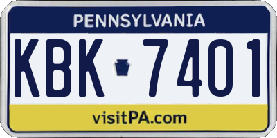 PA license plate KBK7401