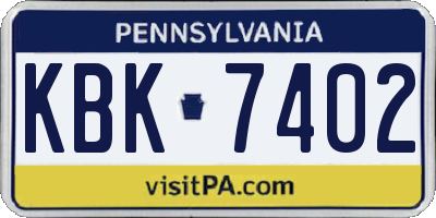 PA license plate KBK7402