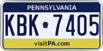 PA license plate KBK7405