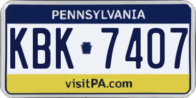 PA license plate KBK7407