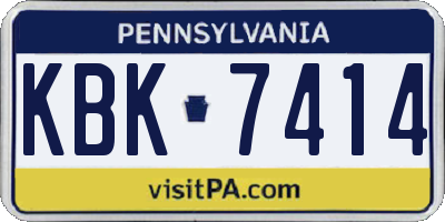 PA license plate KBK7414