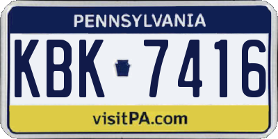 PA license plate KBK7416
