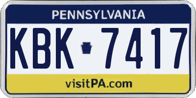 PA license plate KBK7417
