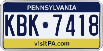 PA license plate KBK7418