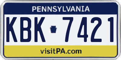 PA license plate KBK7421