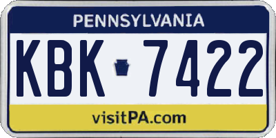 PA license plate KBK7422