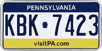 PA license plate KBK7423