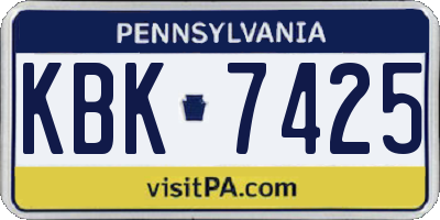 PA license plate KBK7425