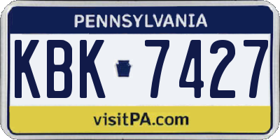 PA license plate KBK7427