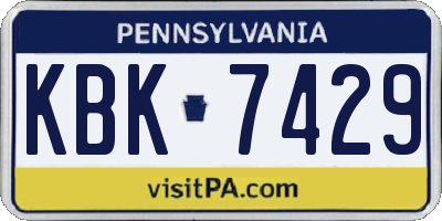 PA license plate KBK7429