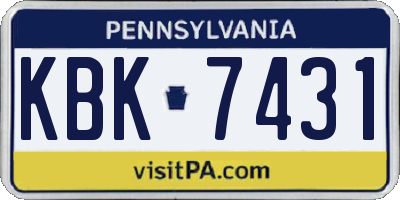 PA license plate KBK7431