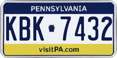 PA license plate KBK7432