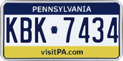 PA license plate KBK7434