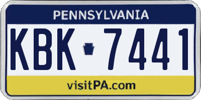 PA license plate KBK7441