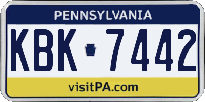 PA license plate KBK7442
