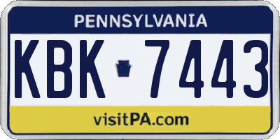PA license plate KBK7443