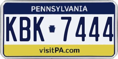 PA license plate KBK7444