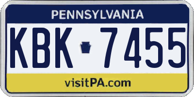 PA license plate KBK7455