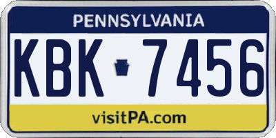 PA license plate KBK7456