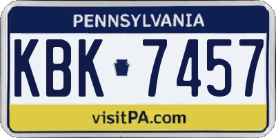 PA license plate KBK7457