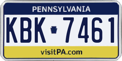 PA license plate KBK7461