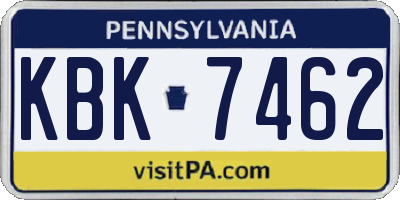 PA license plate KBK7462