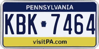 PA license plate KBK7464