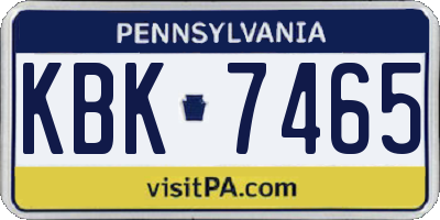 PA license plate KBK7465