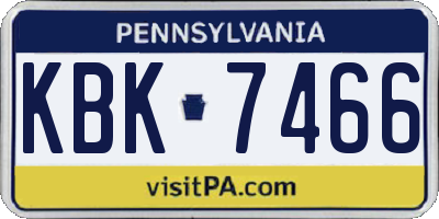 PA license plate KBK7466