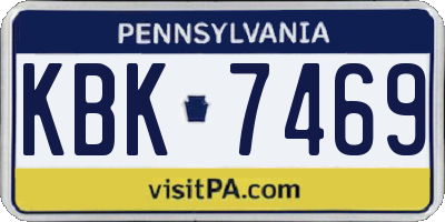 PA license plate KBK7469