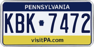 PA license plate KBK7472