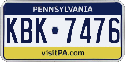 PA license plate KBK7476
