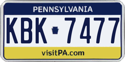 PA license plate KBK7477