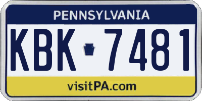 PA license plate KBK7481