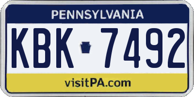 PA license plate KBK7492