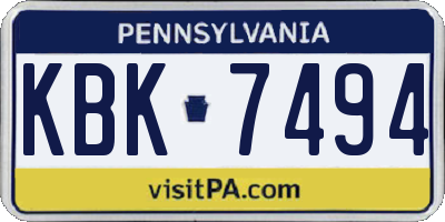 PA license plate KBK7494