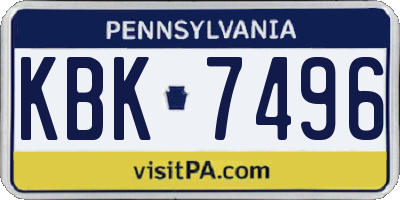 PA license plate KBK7496