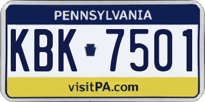 PA license plate KBK7501