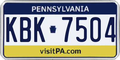 PA license plate KBK7504
