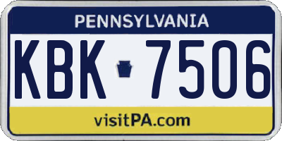 PA license plate KBK7506