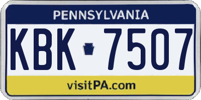 PA license plate KBK7507