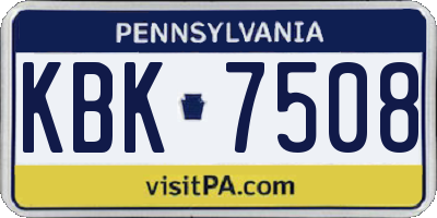 PA license plate KBK7508