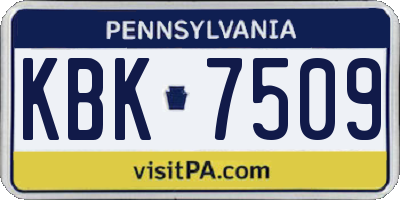 PA license plate KBK7509