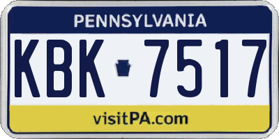 PA license plate KBK7517